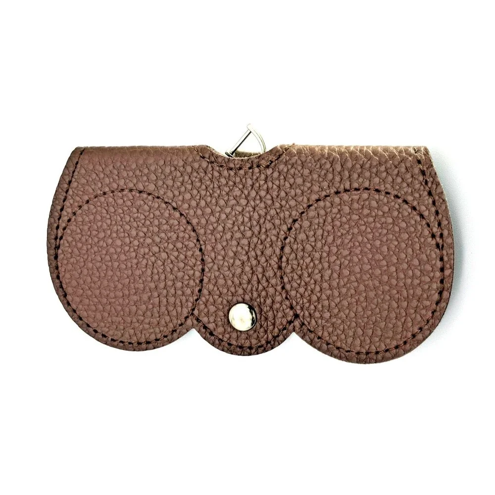 Folding Eyeglass Holder Case Compact Glasses Protector Travel Brown